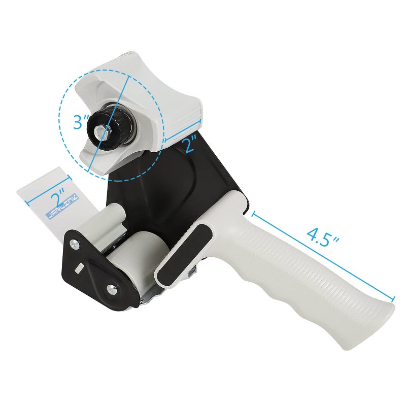 JARLINK Packing Tape Dispenser Gun (2 Pack) with 2 Rolls Tape, 2 inches Lightweight Industrial Side Loading Tape Dispenser for Shipping Packaging Moving Sealing (Grey & Black) - Image 3